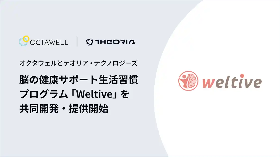 【オクタウェル】 オクタウェル、テオリア・テクノロジーズと脳の健康サポート生活習慣プログラム「Weltive」を共同開発・提供開始