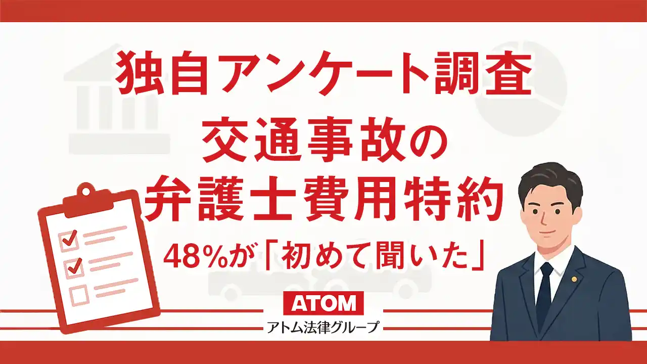 【アトム法律事務所】 交通事故の弁護士費用特約、48%が「初めて聞いた」と回答。アトム法律事務所がのべ20,000人以上を対象にアンケート調査を実施