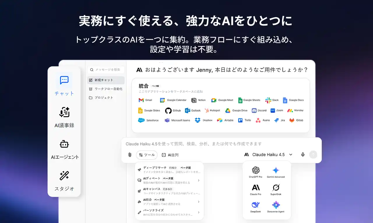 【株式会社DORAVERSE JAPAN】 複数のAIを指揮し企業の頭脳を一元化。法人向けオールインワンAIプラットフォーム「Doraverse（ドラバース）」提供開始