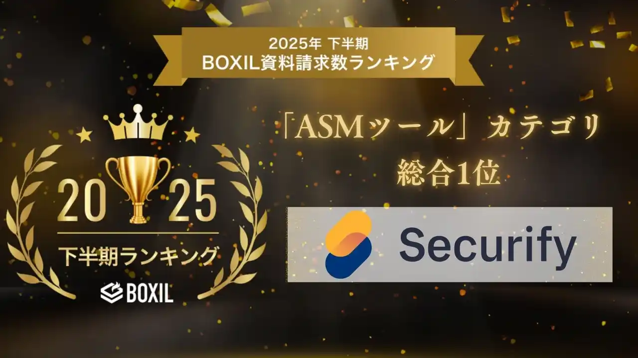 【株式会社スリーシェイク】 Securify、「2025年下半期 BOXIL資料請求数ランキング」の「ASMツール」カテゴリで総合1位を受賞！