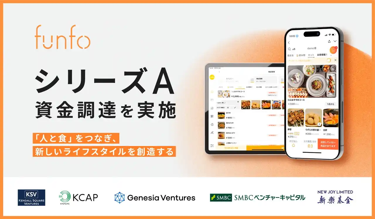 【ファンフォ株式会社】 飲食店向けPOSレジ＋モバイルオーダーアプリを展開するファンフォ シリーズAの資金調達を完了