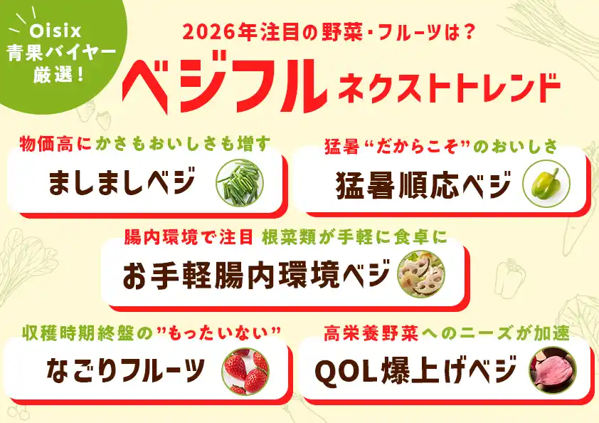 【オイシックス・ラ・大地株式会社】 【8月31日は野菜の日】キーワードは物価高、猛暑、腸内環境、ウェルネス、サステナブル　Oisixが、2026年注目の野菜・フルーツのネクストトレンドを大予想！