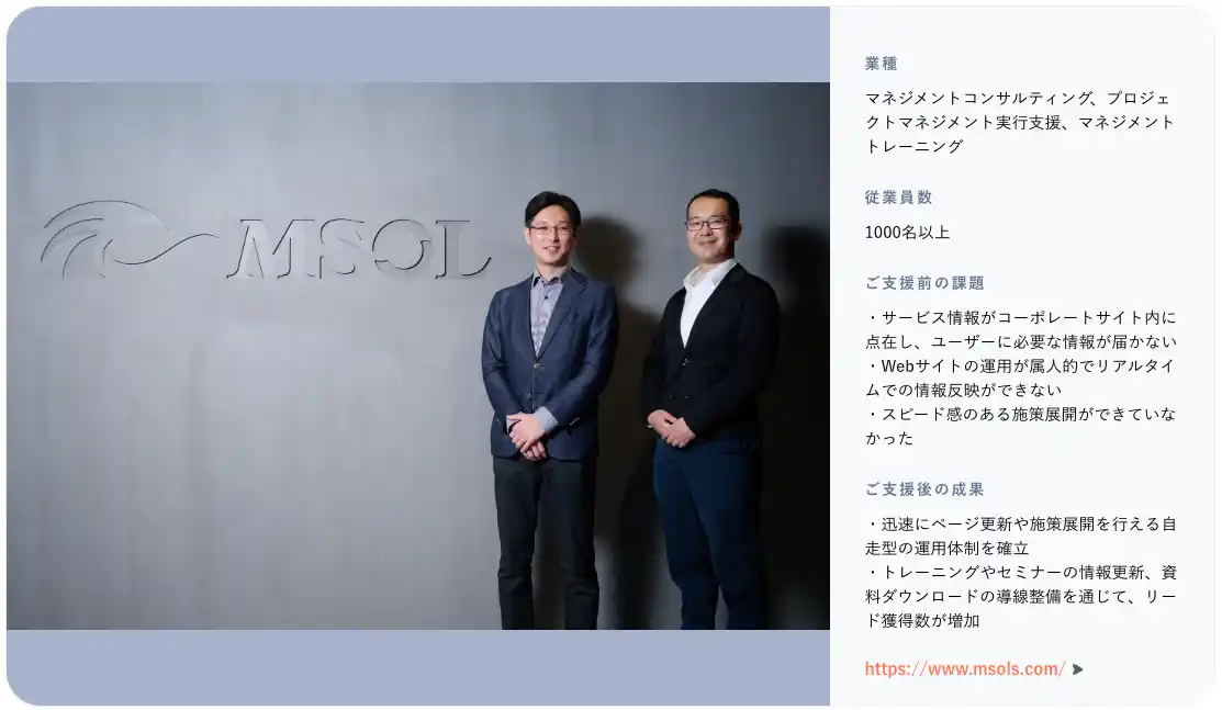 【株式会社100】 株式会社マネジメントソリューションズのHubSpot活用・ウェブサイトリニューアル事例を公開