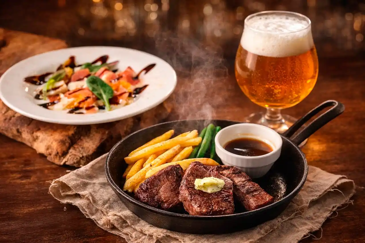 仕事帰りの新定番。“肉で一杯”を楽しむ「グリル呑みセット」が新登場 ～4月23日「クラフトビールの日」より販売開始～ 炭焼きハンバーグ＆ステーキ「なかのグリル 昭島店」にて