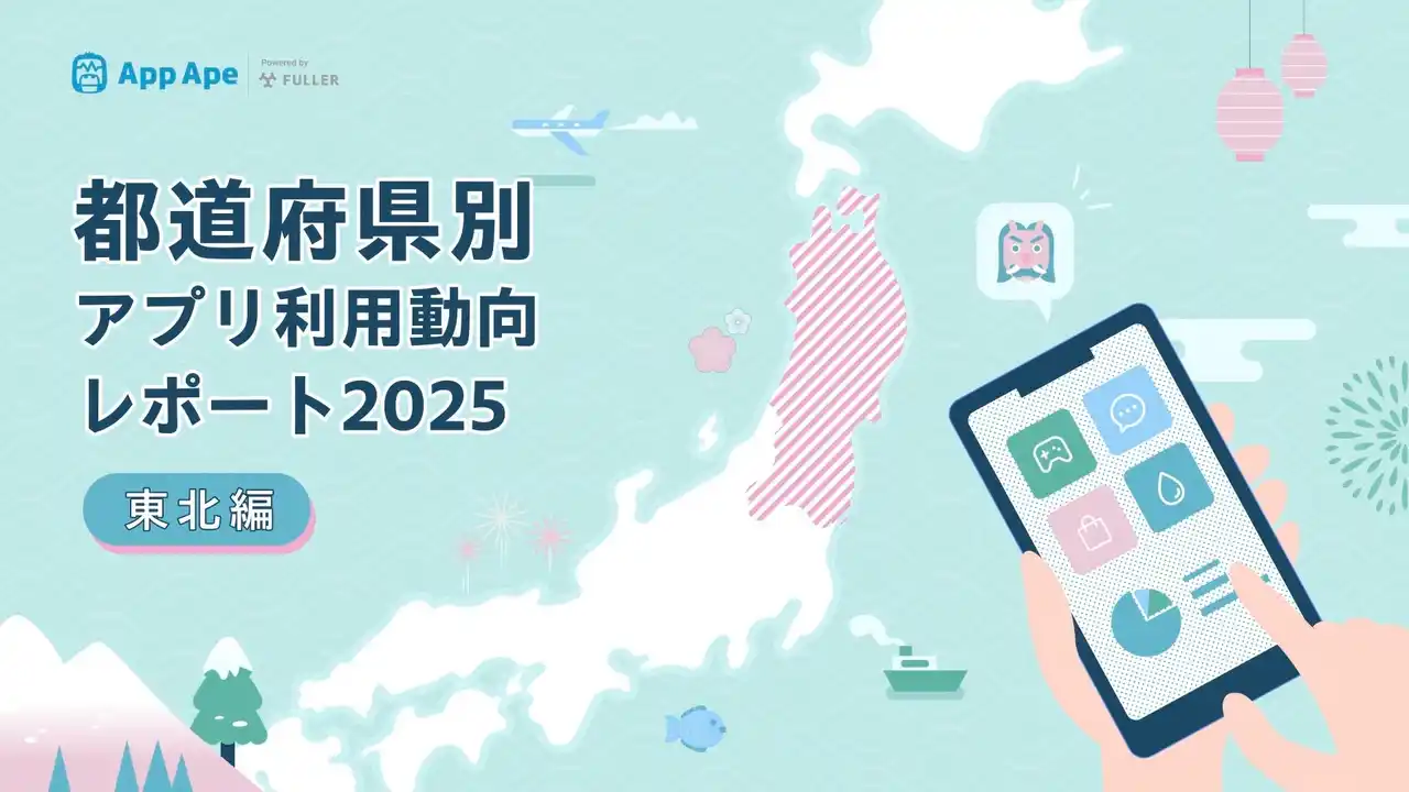 【フラー】 東北地方のアプリ利用動向｜1ユーザーあたり月間50.8個、県別・カテゴリ別に分析