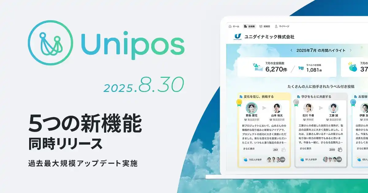 Unipos、過去最大のアップデートを実施｜5つの新機能を公開