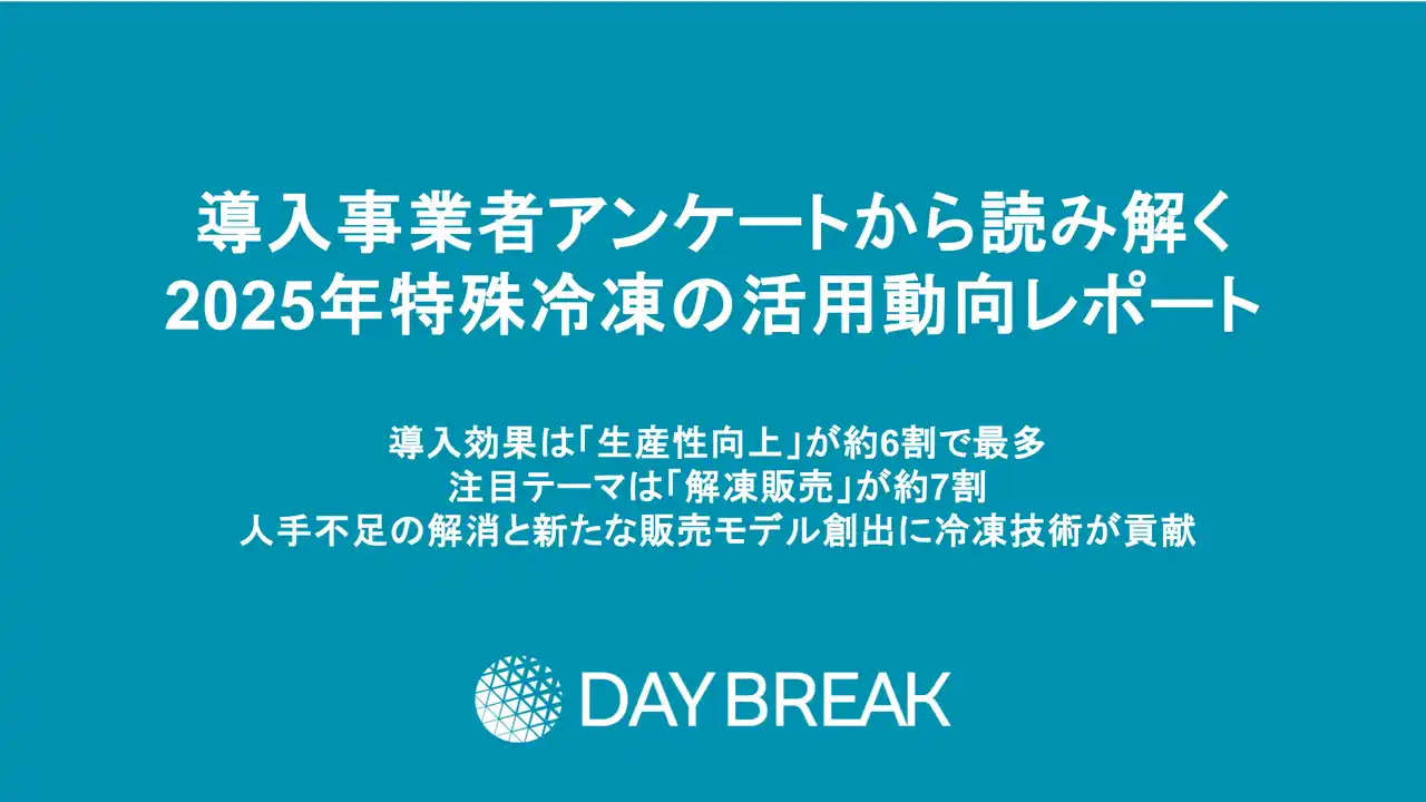 【デイブレイク株式会社】 導入事業者アンケートから読み解く2025年の特殊冷凍の活用動向レポート