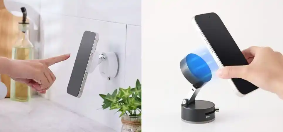 【エレコム株式会社】 壁や机にワンタッチで真空吸着！マグネットで快適なスマホ操作を叶える吸盤式スマートフォンスタンドを新発売