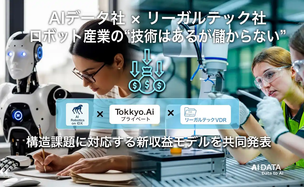 【AIデータ株式会社】 AIデータ社×リーガルテック社、ロボット産業の“技術はあるが儲からない”構造課題に対応する新収益モデルを共同発表