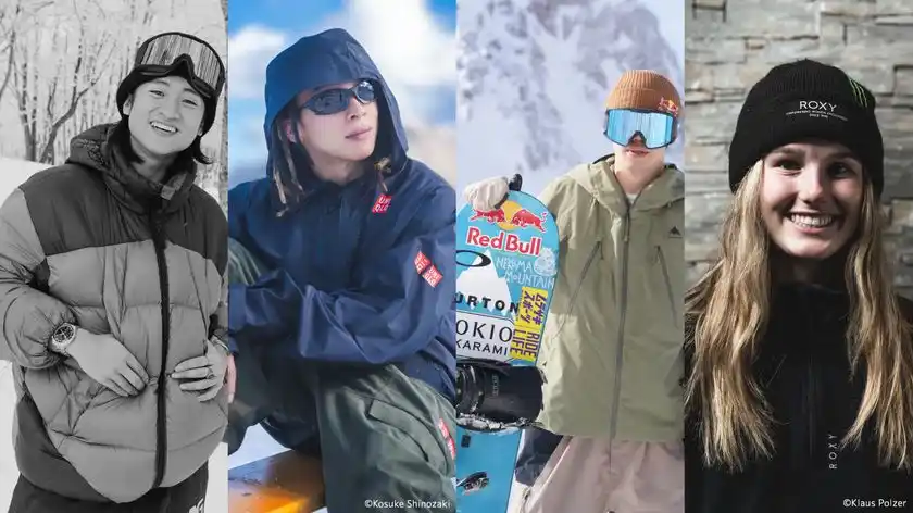 (左から)出場決定した平野海祝((C)Swatch Nines)、平野歩夢((C)Kosuke Shinozaki)、荻原大翔((C)Swatch Nines)、Megan Oldham((C)Klaus Polzer)