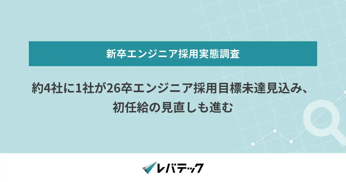 【レバレジーズ株式会社】 約4社に1社が26卒エンジニア採用目標未達見込み、初任給の見直しも進む