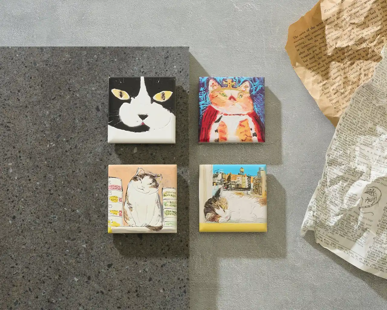 画家 久下貴史の作品世界の猫たちが大活躍するアートブランド「マンハッタナーズ」オリジナルの「PENONタッチミー！アートマグネット」誕生