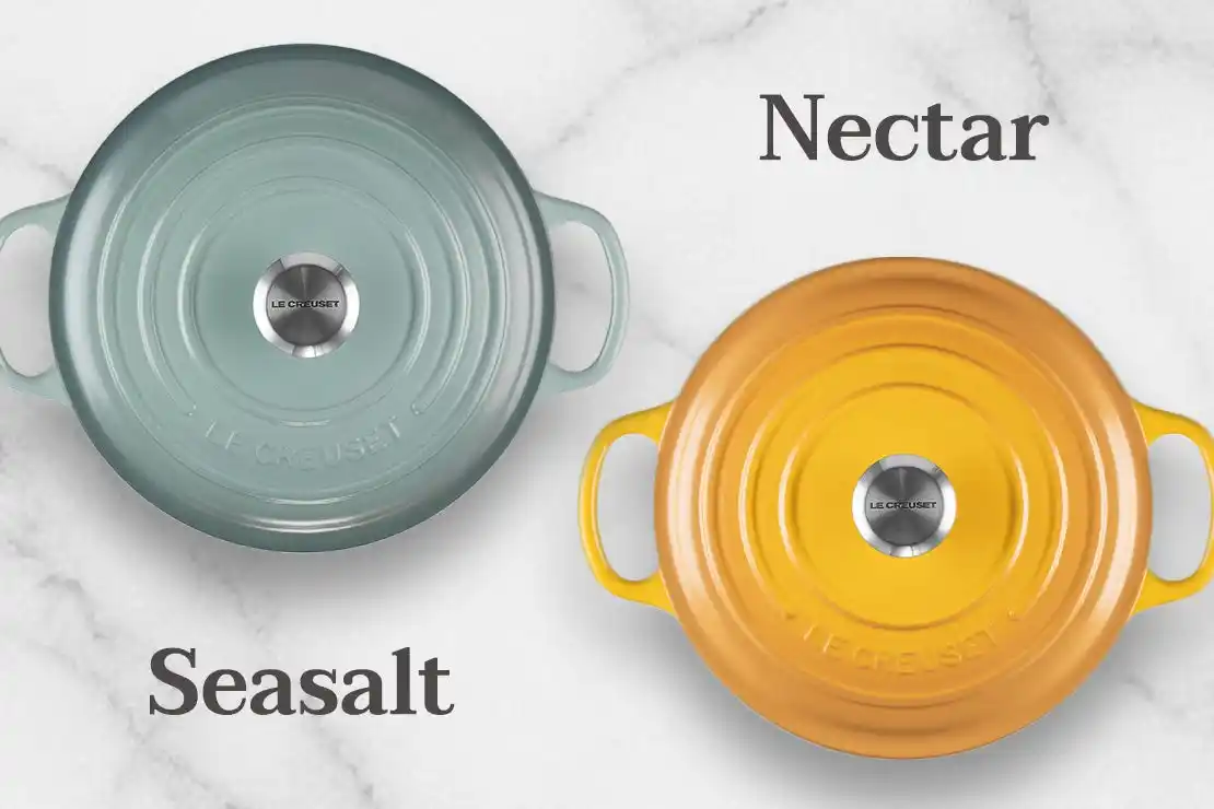 【ル・クルーゼ ジャポン株式会社】 豊富なカラーバリエーションを誇るル・クルーゼから、人気カラー「ネクター」と「シーソルト」が新たに定番カラーラインアップに登場。
