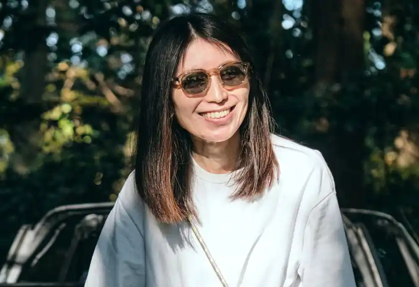 SLD-006 OUTDOOR CAFE BROWN/偏光GRY 着用