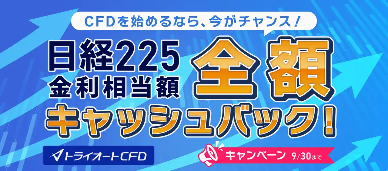 【金利相当額キャッシュバック】日経225取引キャンペーン開催！【トライオートCFD | インヴァスト証券】