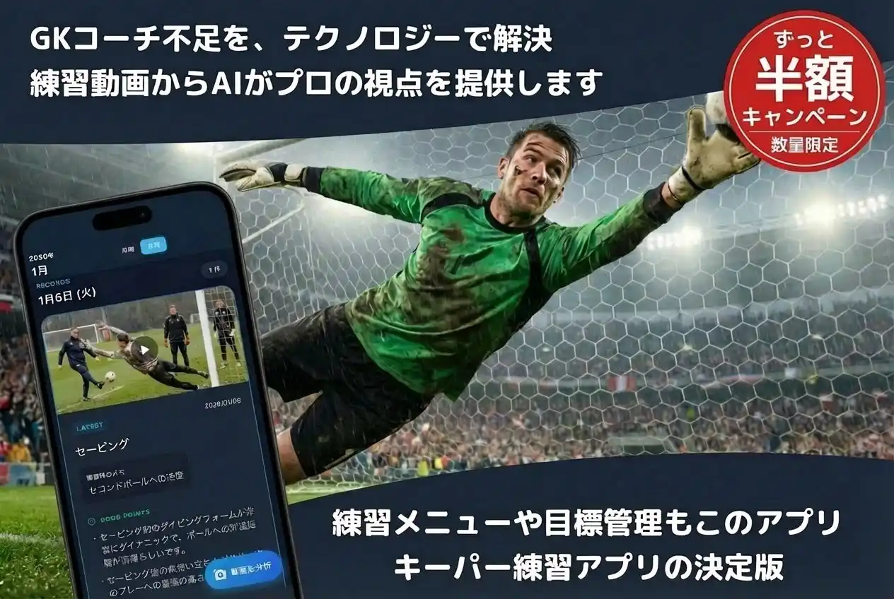 【カタラボ】「指導格差」をAIで解消！サッカーゴールキーパー専用動画分析アプリ『キーパーAIコーチ』が1/25に正式リリース。 by PR TIMES