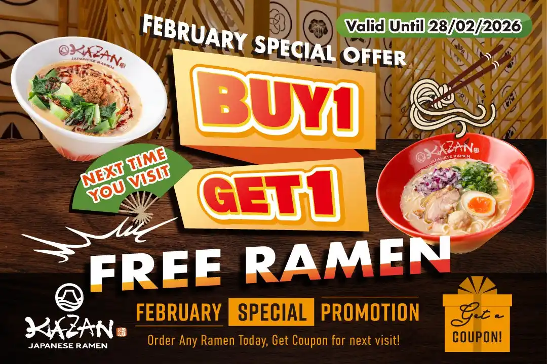 『KAZAN JAPANESE RAMEN』BUY1GET1クーポンプレゼント開始。
